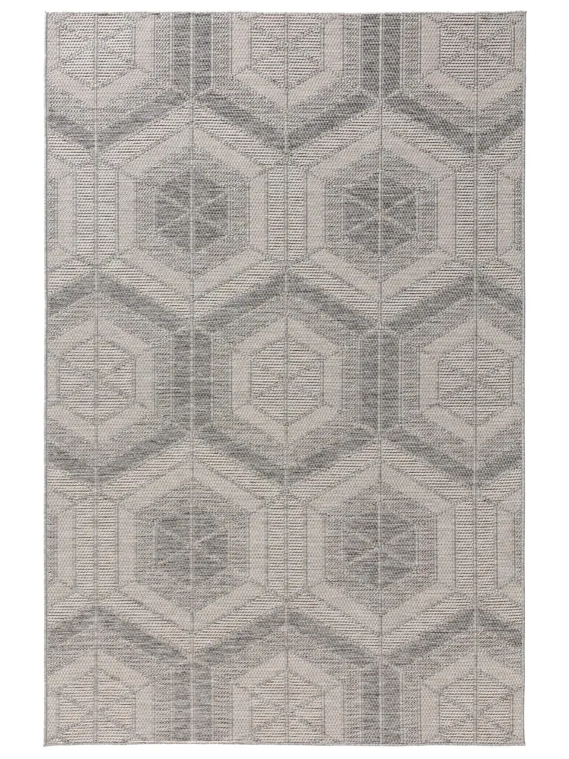 Tapis géométrique motif nid d'abeille gris d'intérieur et d'extérieur 140x200 cm