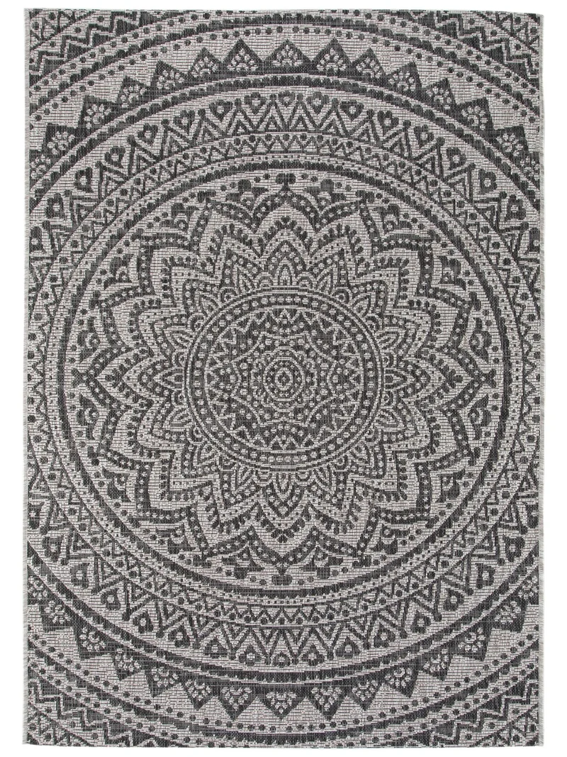 Tapis bohème motif mandala beige et marron d'intérieur et d'extérieur 300x400 cm