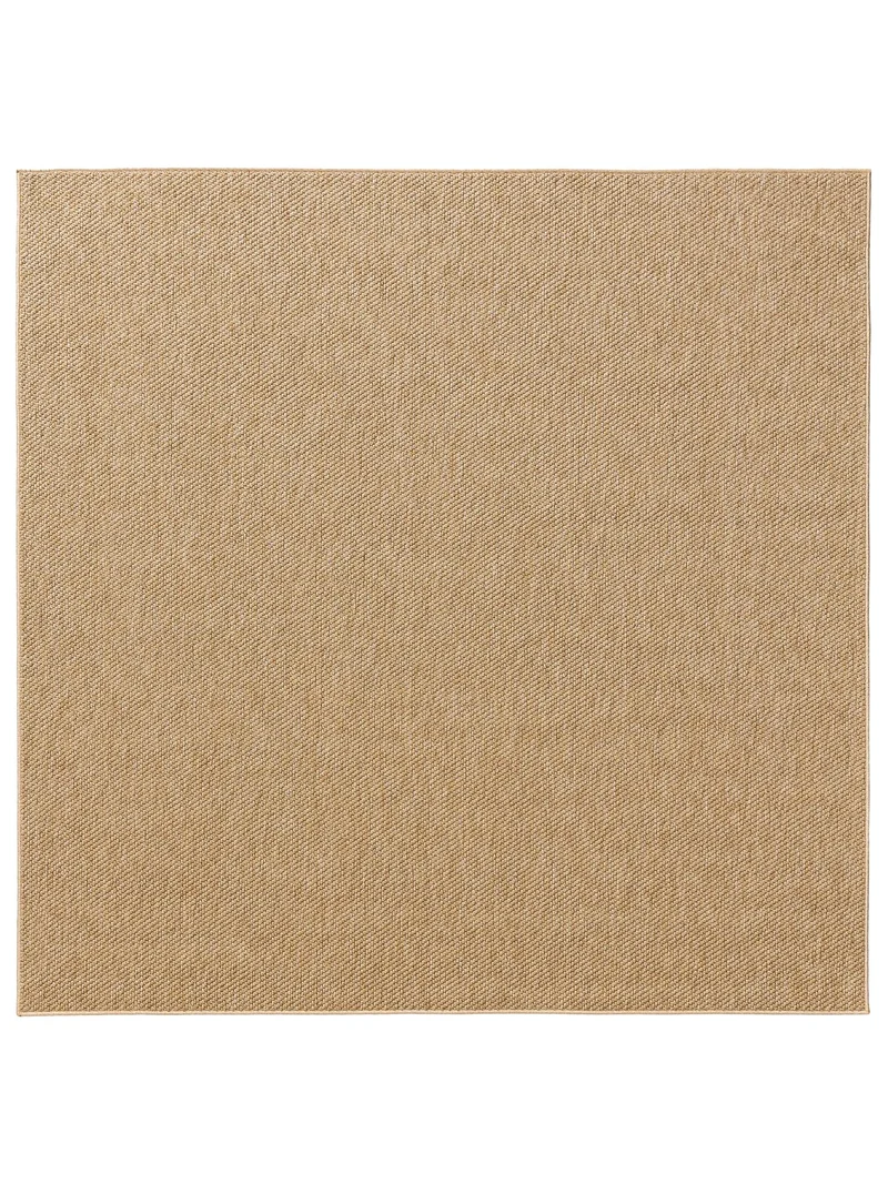 Tapis scandinave tressé à plat carré beige naturel d'intérieur et d'extérieur 195x195 cm