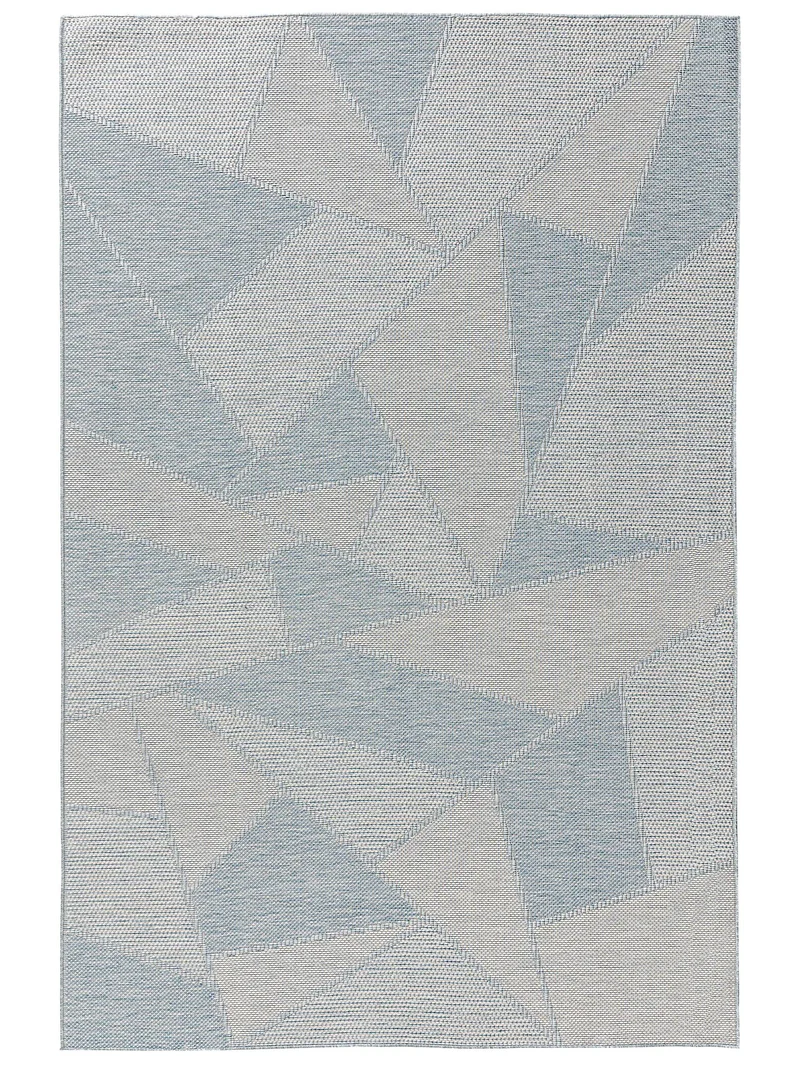 Tapis géométrique motif triangle bleu d'intérieur et d'extérieur 120x170 cm