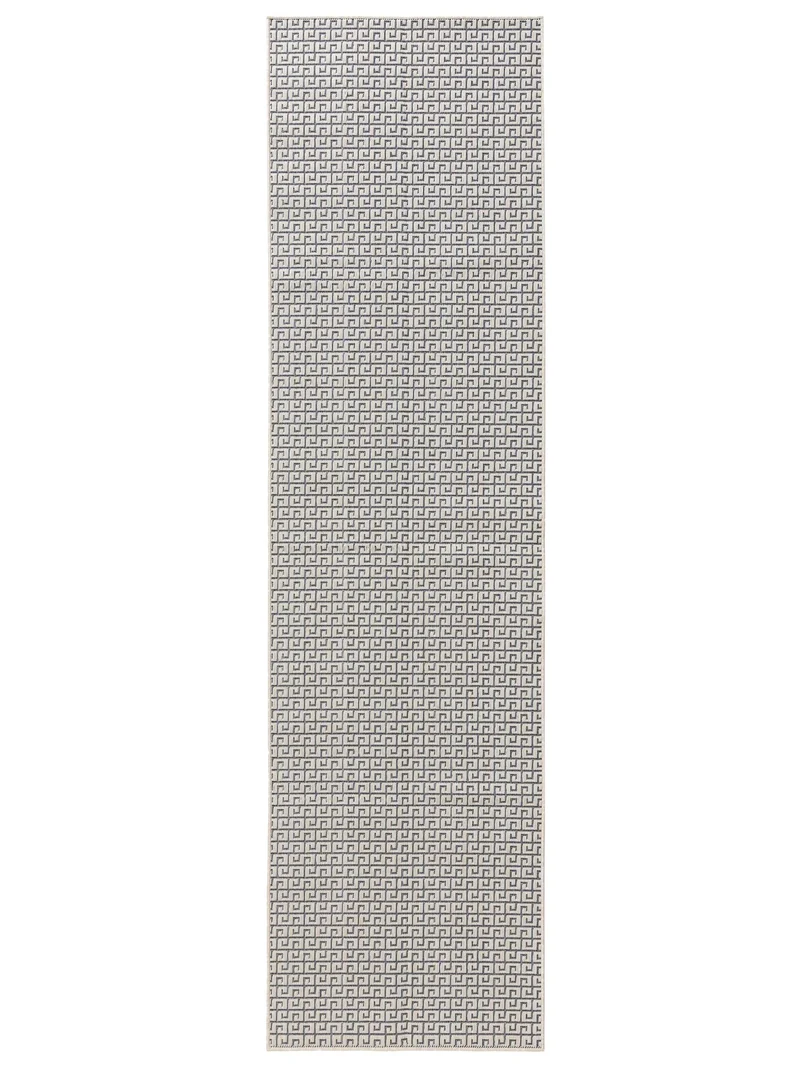 Tapis moderne motif grec de couloir blanc d'intérieur et d'extérieur 70x200 cm