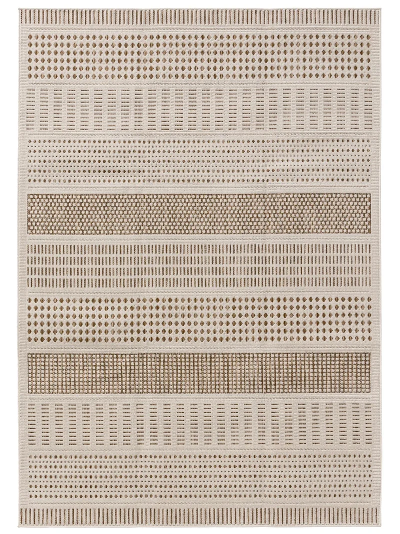 Tapis ethnique motif géométrique crème d'intérieur et d'extérieur 80x150 cm
