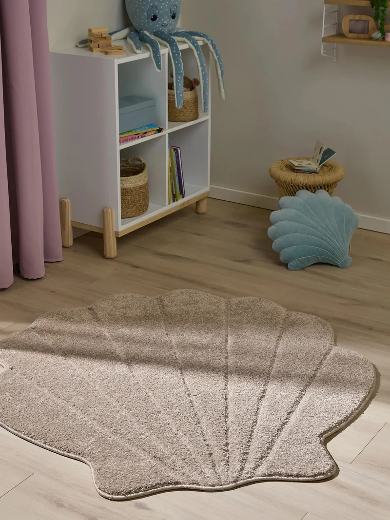 Tapis moderne uni enfant beige 120x120 cm