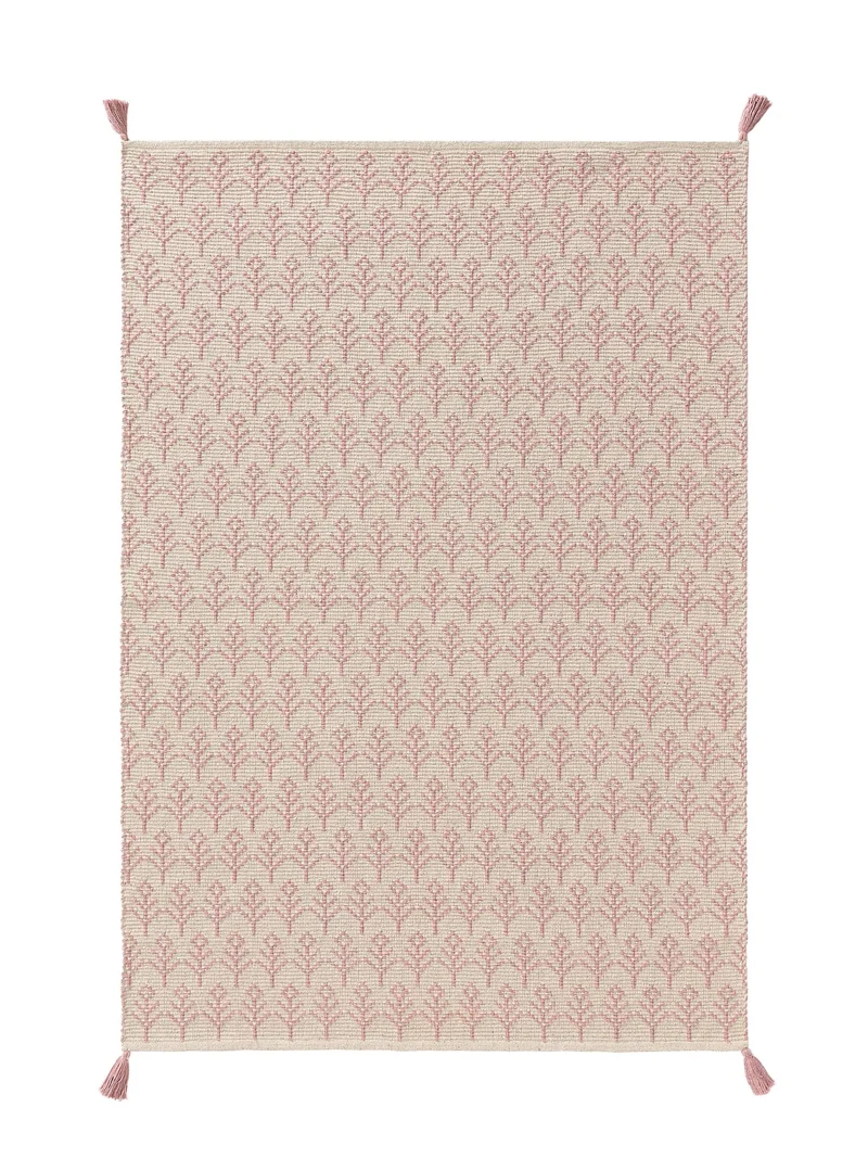 Tapis kilim motif à fleurs enfant beige et rose 120x170 cm