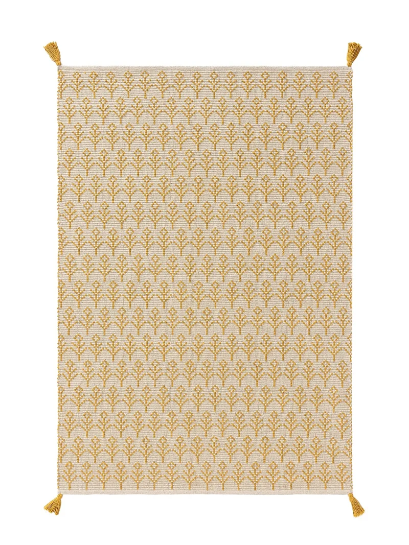 Tapis kilim motif à fleurs enfant beige et jaune 90x130 cm