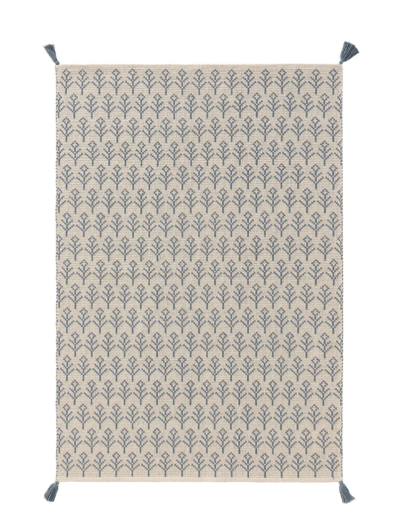 Tapis kilim motif à fleurs enfant beige et bleu 120x170 cm