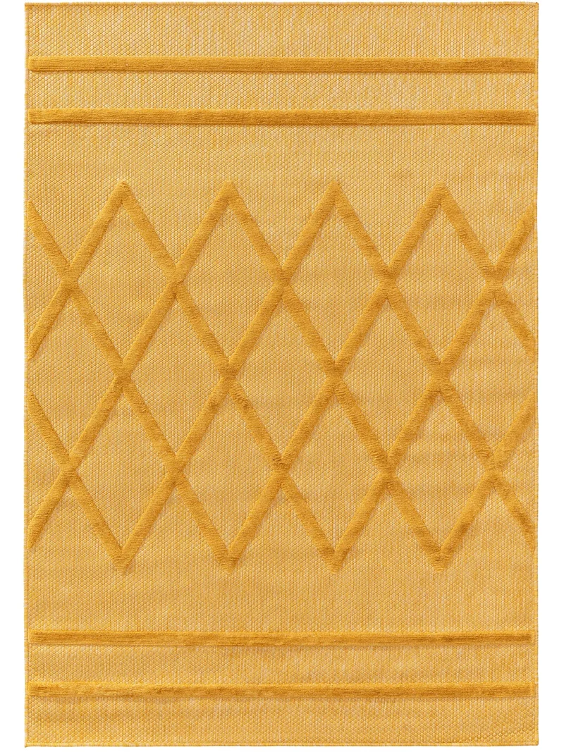 Tapis géométrique motif berbère jaune d'intérieur et d'extérieur 240x340 cm