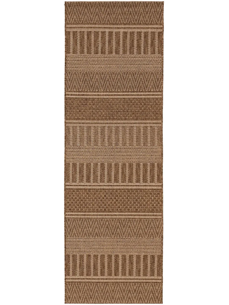 Tapis scandinave de couloir enfant marron d'intérieur et d'extérieur 80x240 cm