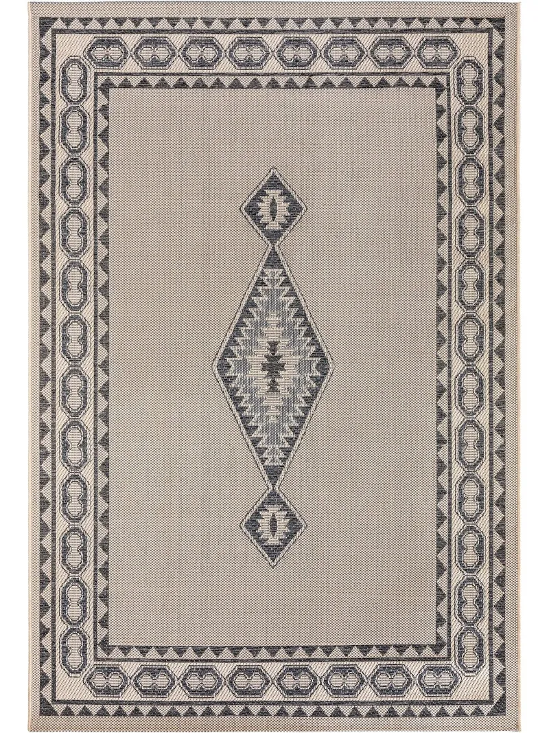 Tapis ethnique gris et beige d'intérieur et d'extérieur 200x285 cm