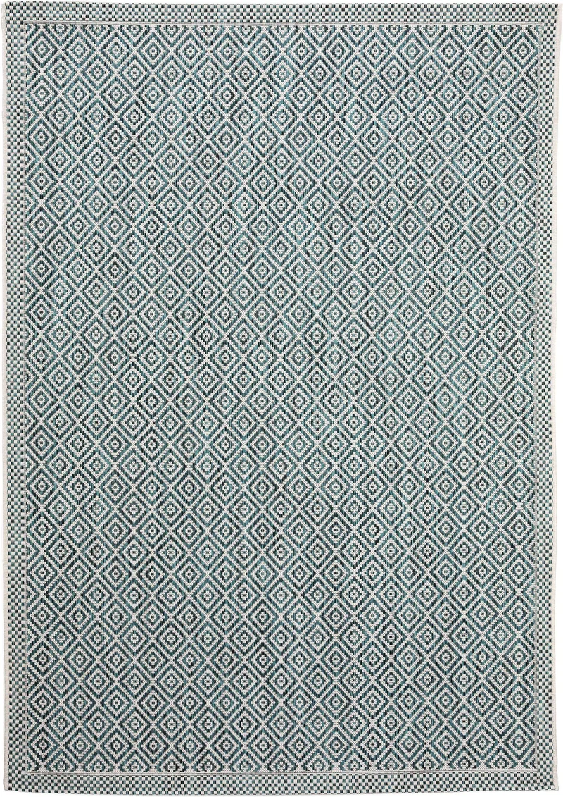 Tapis ethnique motif géométrique bleu d'intérieur et d'extérieur 120x170 cm