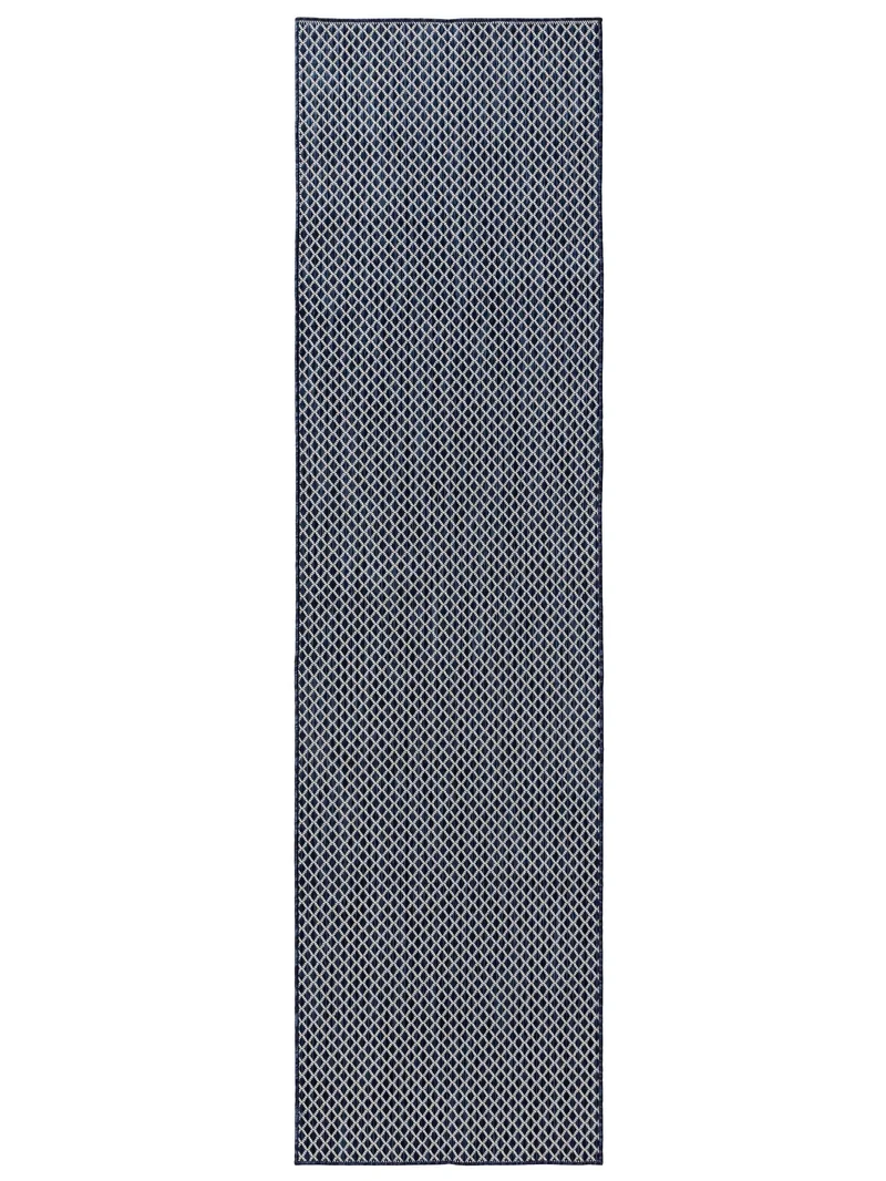 Tapis moderne motif losange de couloir bleu d'intérieur et d'extérieur 80x300 cm