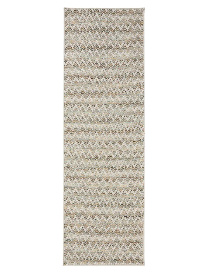 Tapis scandinave motif géométrique de couloir beige d'intérieur et d'extérieur 80x240 cm