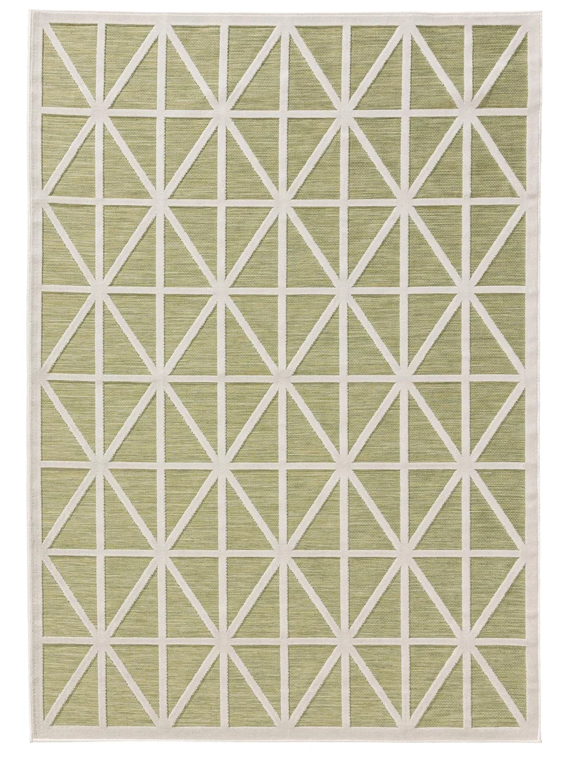 Tapis géométrique losange vert d'intérieur et d'extérieur 80x150 cm