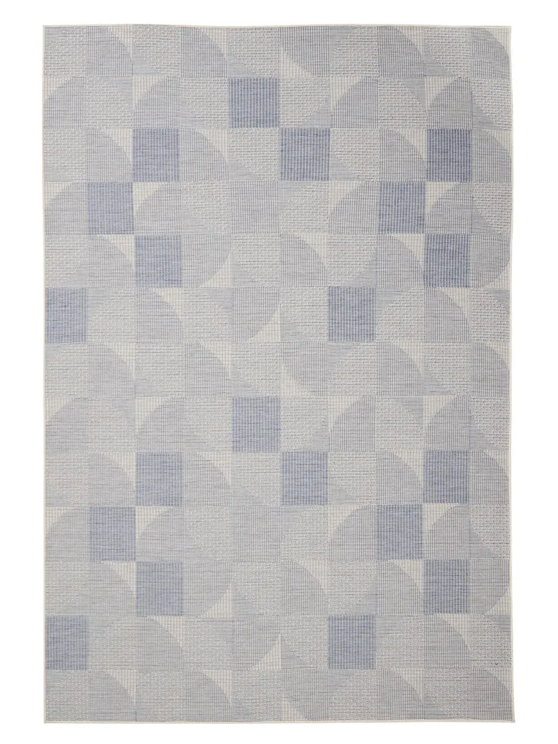 Tapis patchwork bleu et gris d'intérieur et d'extérieur 120x170 cm