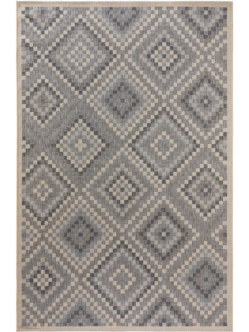 Tapis ethnique gris bleu et beige d'intérieur et d'extérieur 160x230 cm