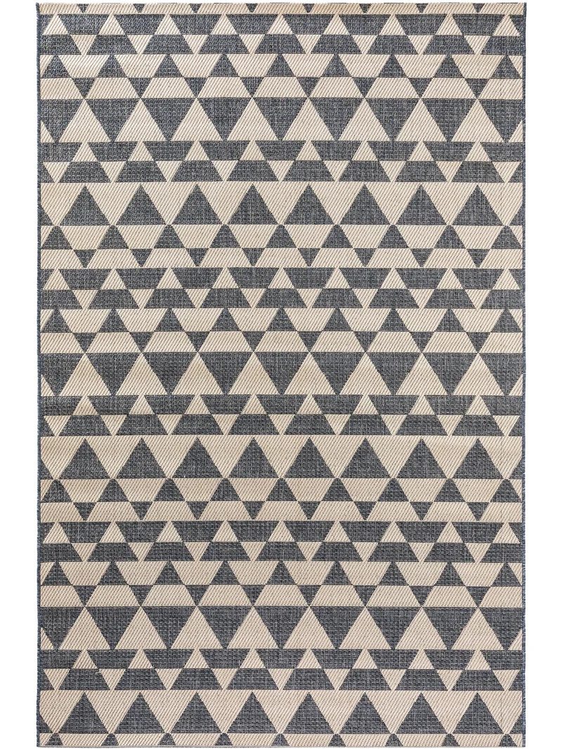 Tapis géométrique motif triangle gris et beige d'intérieur et d'extérieur 100x150 cm