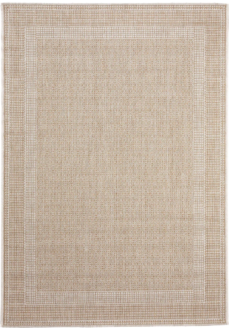 Tapis géométrique vintage crème et beige d'intérieur et d'extérieur 240x340 cm