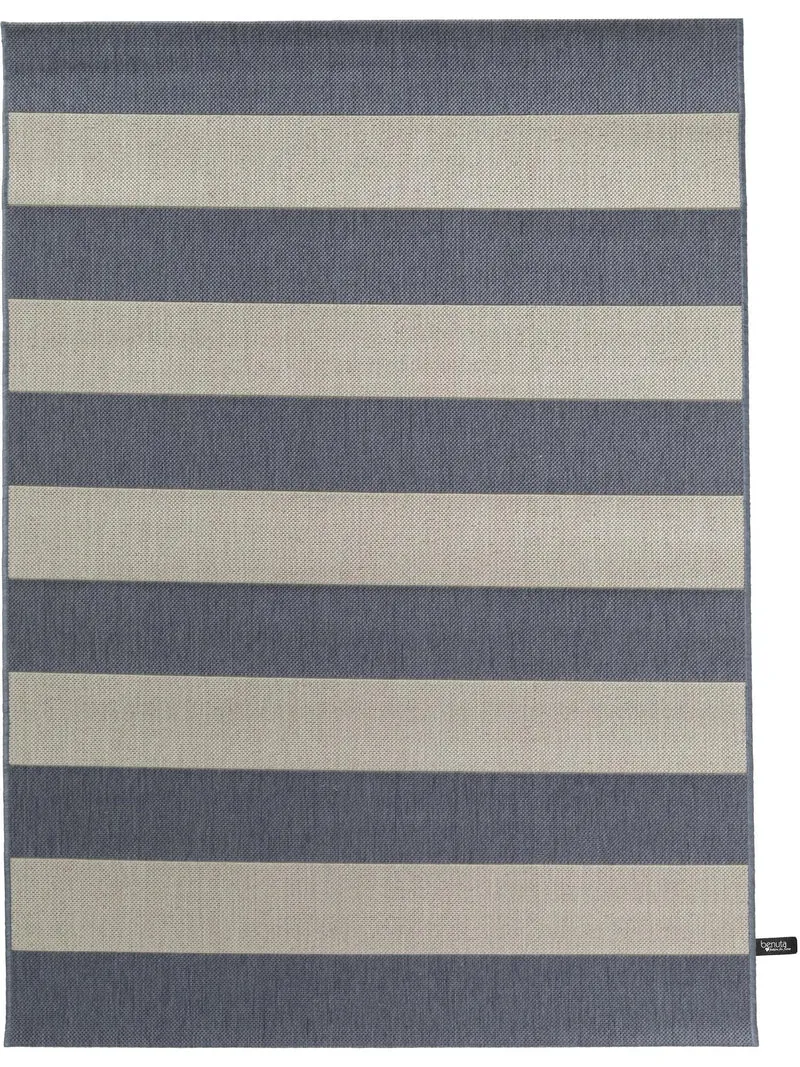 Tapis moderne rayé enfant bleu et gris d'intérieur et d'extérieur 140x200 cm