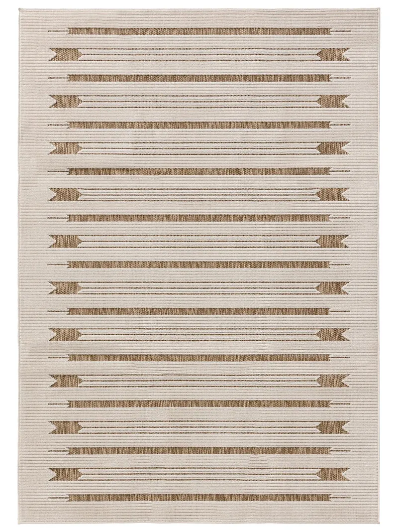 Tapis moderne style ethnique crème d'intérieur et d'extérieur 80x150 cm