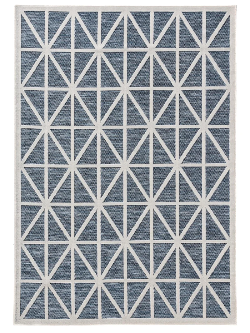 Tapis géométrique losange bleu d'intérieur et d'extérieur 120x170 cm