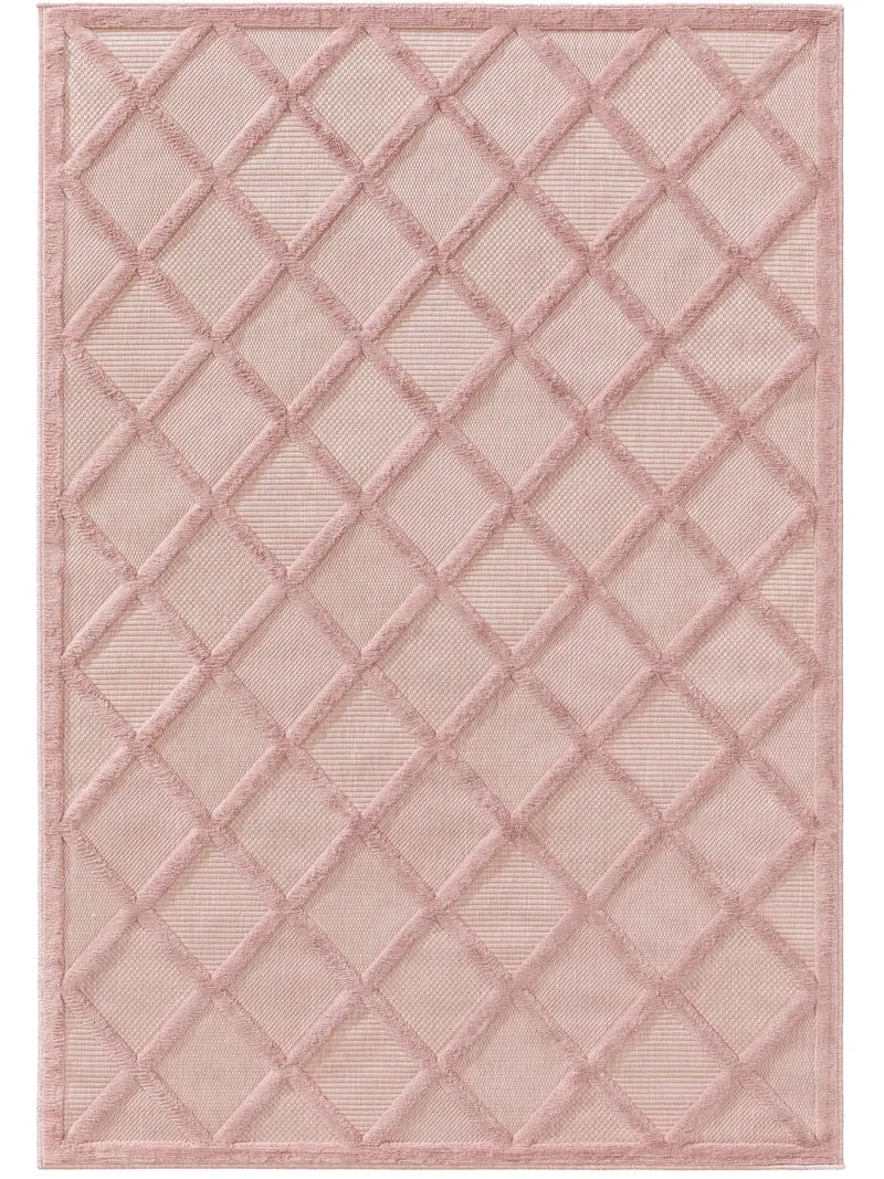 Tapis géométrique rose d'intérieur et d'extérieur 120x170 cm
