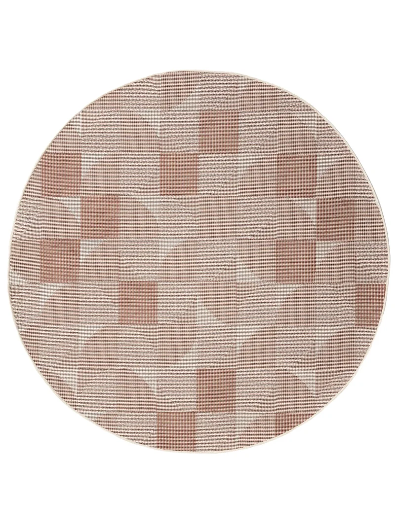 Tapis patchwork rond terracotta d'intérieur et d'extérieur 200 cm de diamètre