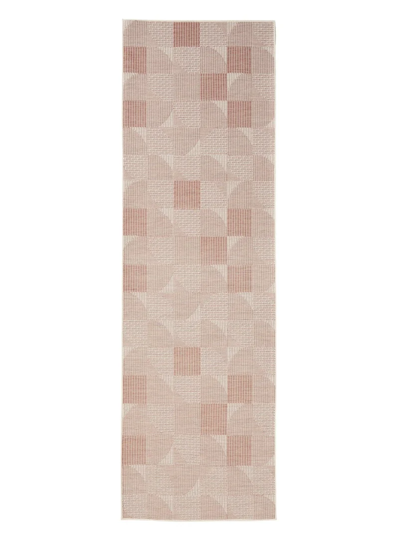 Tapis patchwork de couloir terracotta d'intérieur et d'extérieur 80x250 cm