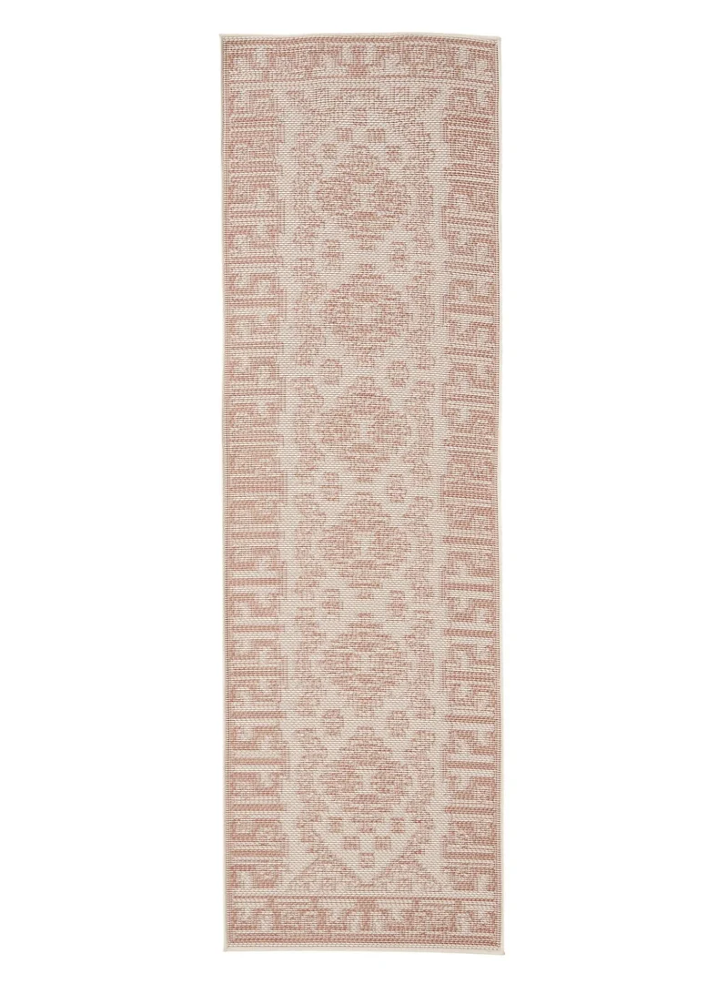 Tapis ethnique de couloir terracotta d'intérieur et d'extérieur 80x250 cm