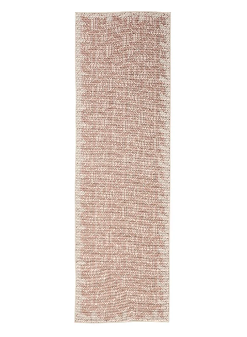 Tapis géométrique motif 3d de couloir terracotta d'intérieur et d'extérieur 80x250 cm