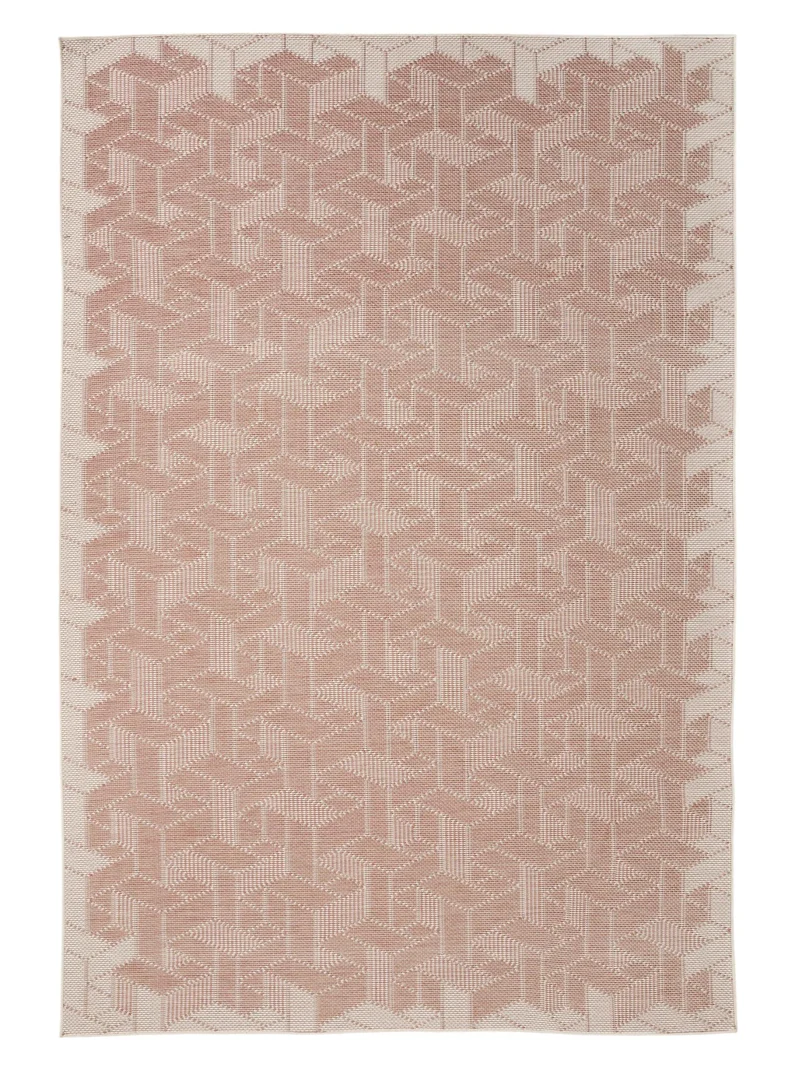 Tapis géométrique motif 3d terracotta d'intérieur et d'extérieur 300x400 cm