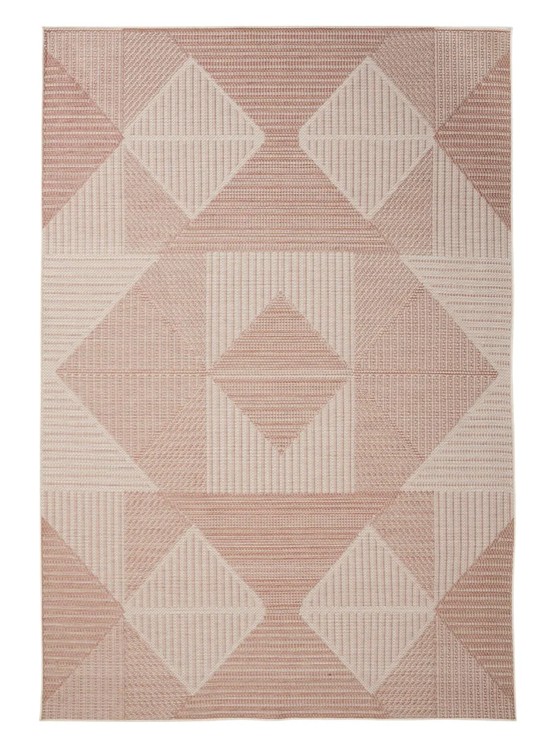 Tapis géométrique inspiration ethnique terracotta d'intérieur et d'extérieur 120x170 cm