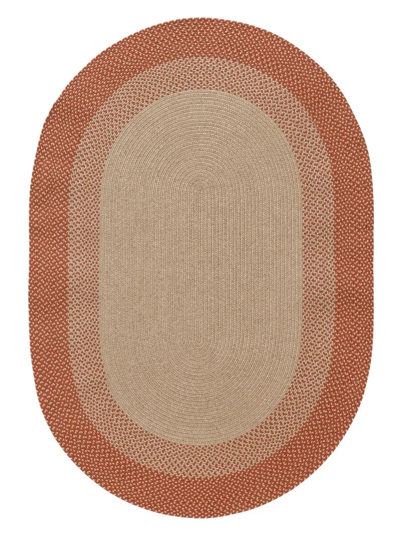 Tapis scandinave tressé ovale terracotta d'intérieur et d'extérieur 140x200 cm