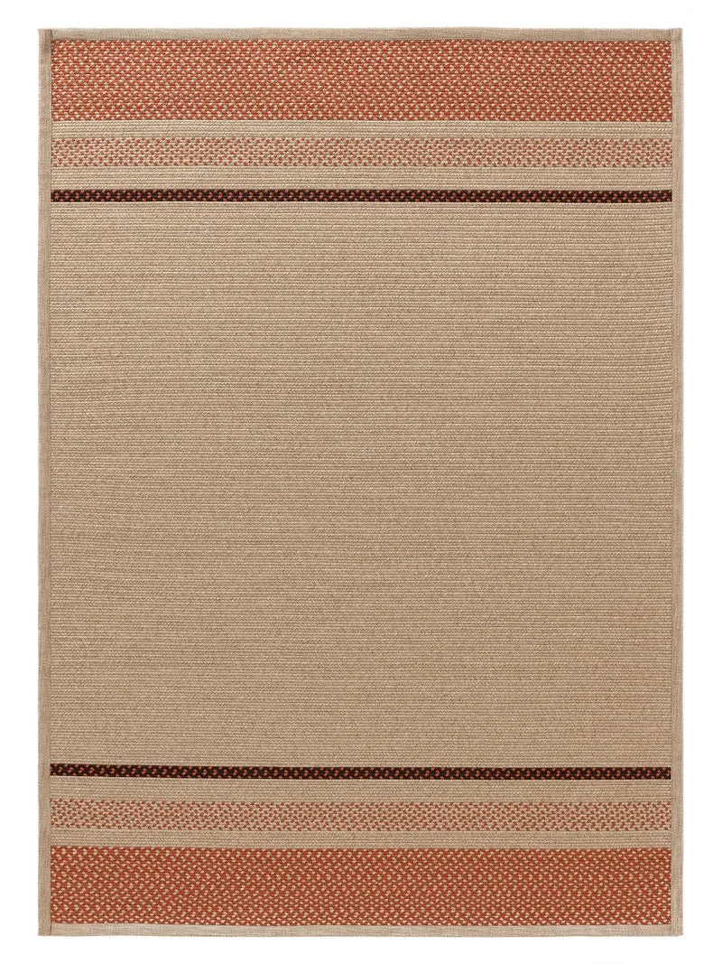 Tapis scandinave tressé beige et terracotta d'intérieur et d'extérieur 160x230 cm