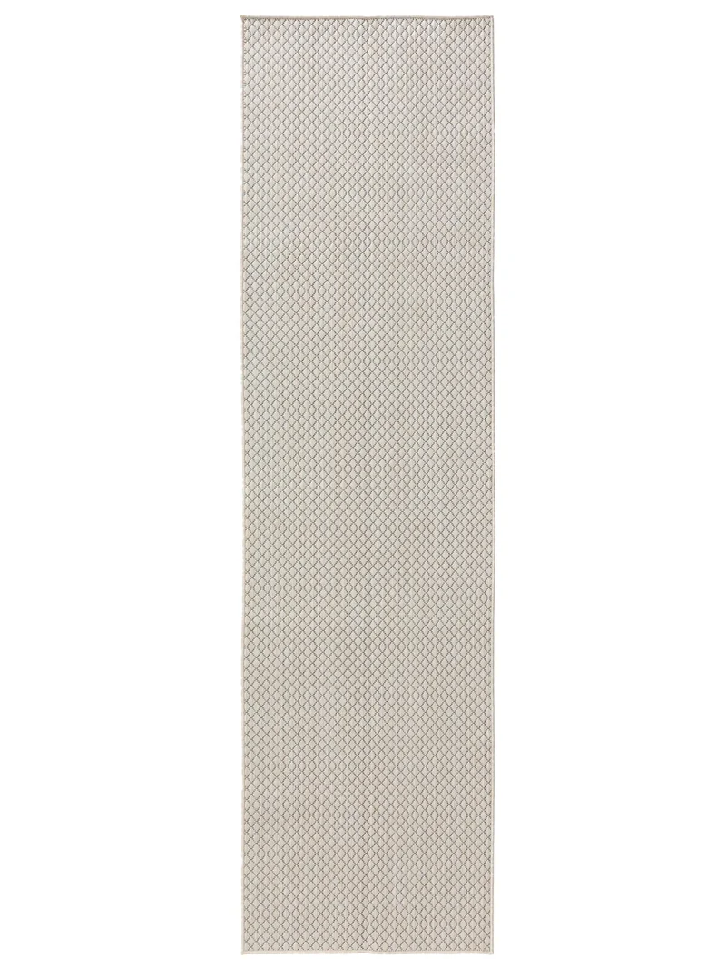 Tapis moderne motif losange de couloir blanc d'intérieur et d'extérieur 70x200 cm