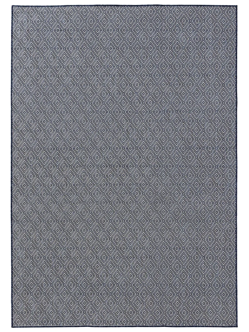 Tapis scandinave motif losange bleu d'intérieur et d'extérieur 140x200 cm