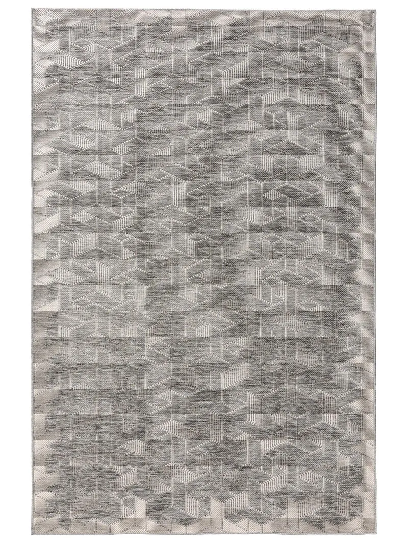 Tapis géométrique motif 3d gris d'intérieur et d'extérieur 80x150 cm