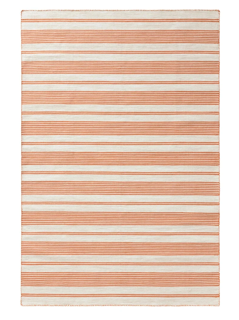 Tapis scandinave motif rayé beige et orange d'intérieur et d'extérieur 80x150 cm