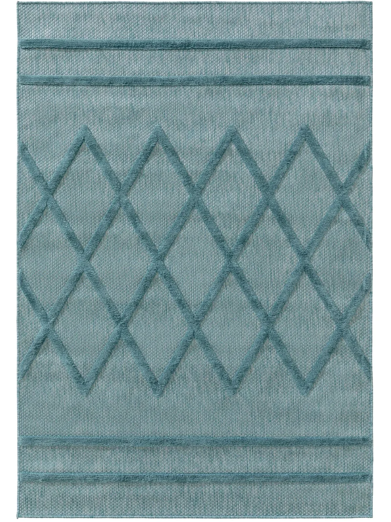 Tapis géométrique motif berbère turquoise d'intérieur et d'extérieur 240x340 cm