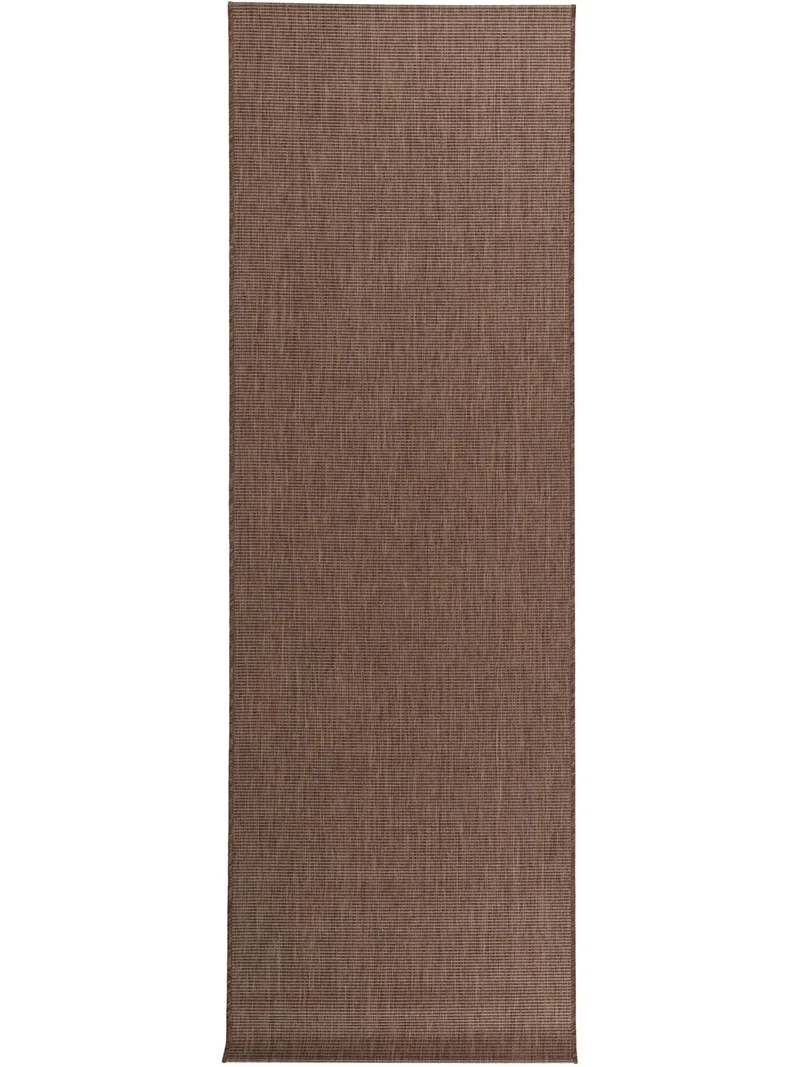 Tapis moderne uni de couloir marron d'intérieur et d'extérieur 80x240 cm
