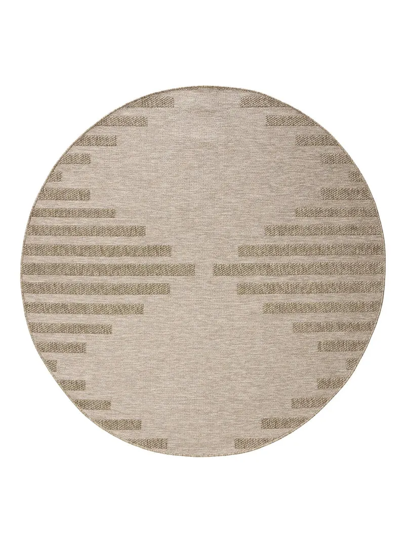 Tapis ethnique rond marron naturel d'intérieur et d'extérieur 200 cm de diamètre