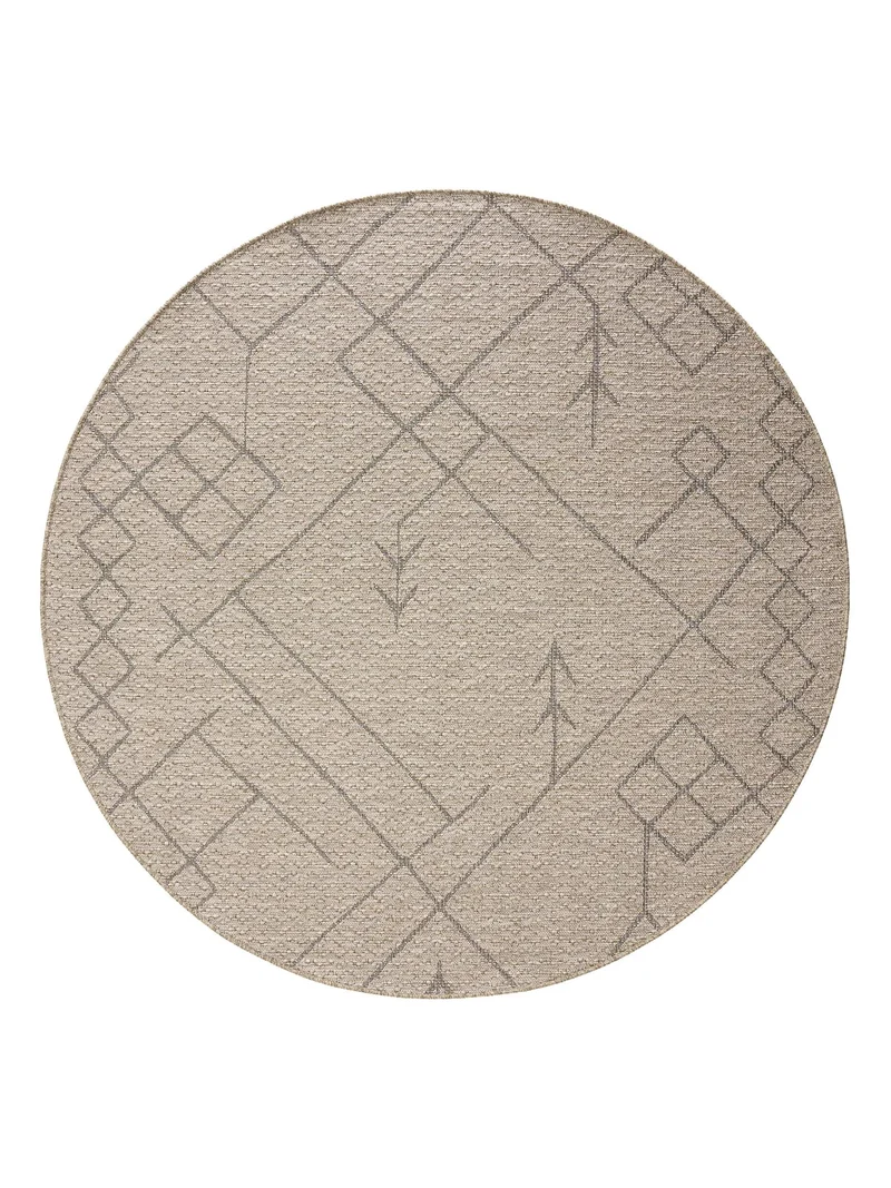 Tapis berbère rond marron naturel d'intérieur et d'extérieur 120 cm de diamètre
