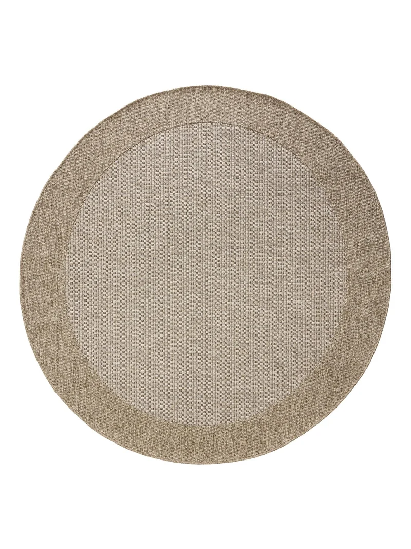 Tapis scandinave rond marron clair d'intérieur et d'extérieur 160 cm de diamètre