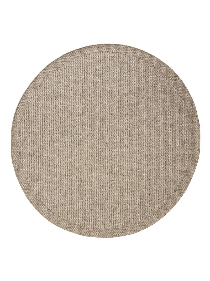 Tapis scandinave uni rond beige d'intérieur et d'extérieur 200 cm de diamètre