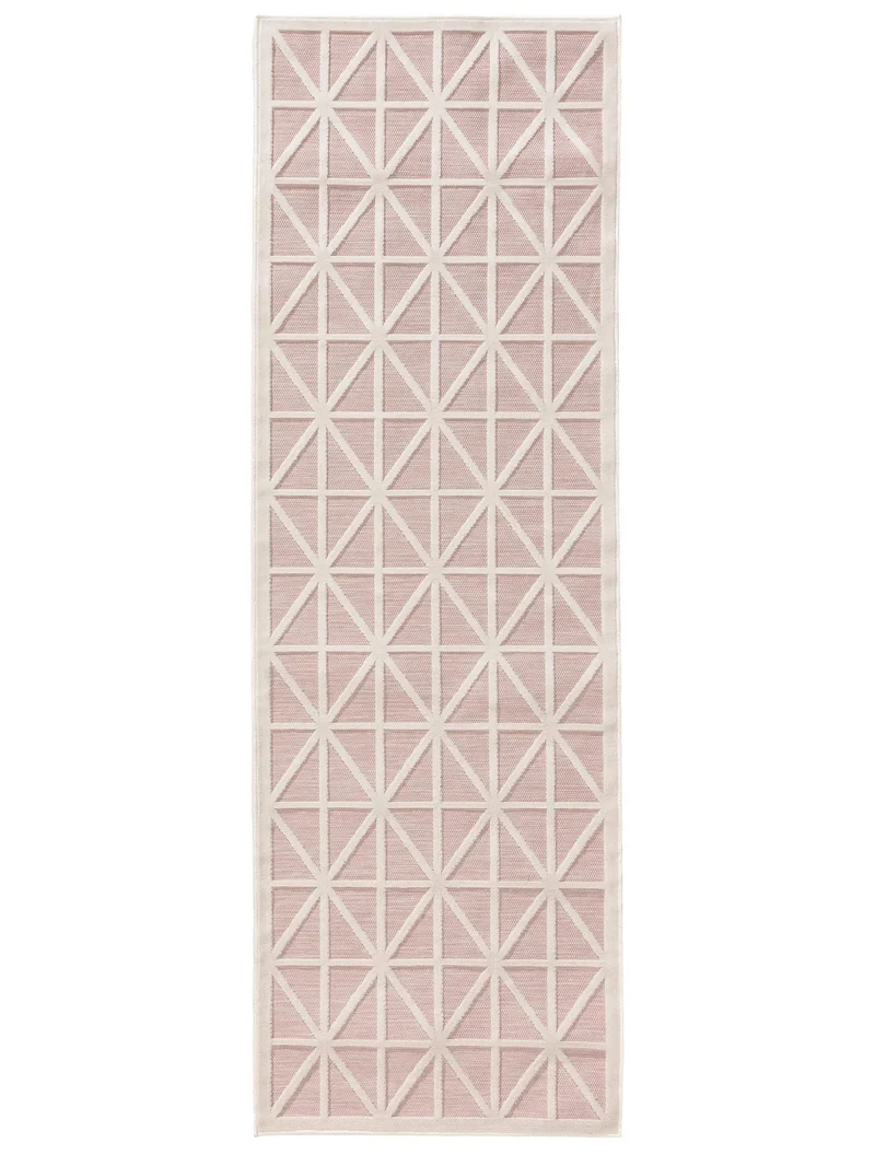 Tapis géométrique losange de couloir rose clair d'intérieur et d'extérieur 80x250 cm