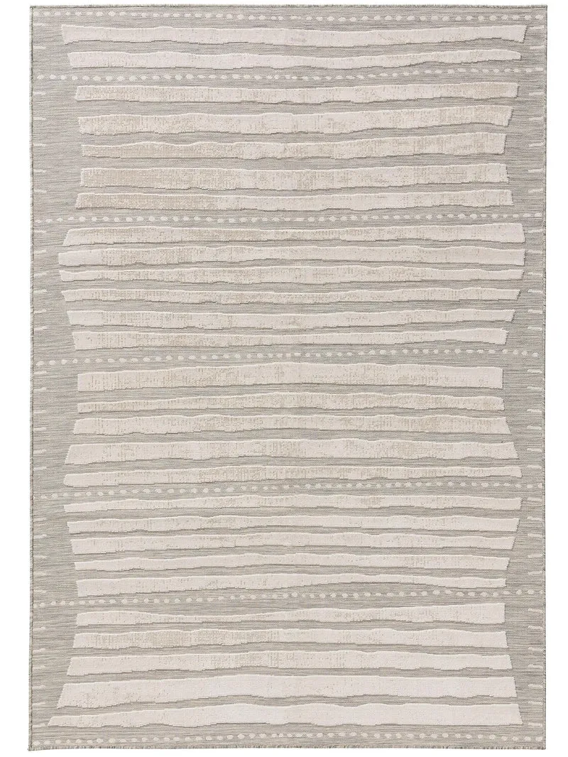 Tapis moderne strillé gris d'intérieur et d'extérieur 80x150 cm