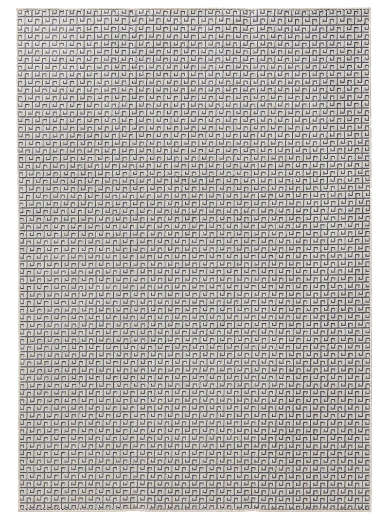 Tapis moderne motif grec blanc d'intérieur et d'extérieur 120x170 cm