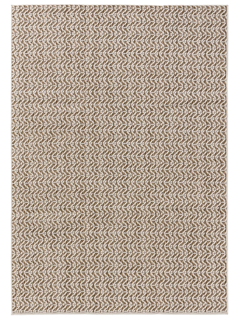 Tapis contemporain tressé vagues crème d'intérieur et d'extérieur 160x230 cm