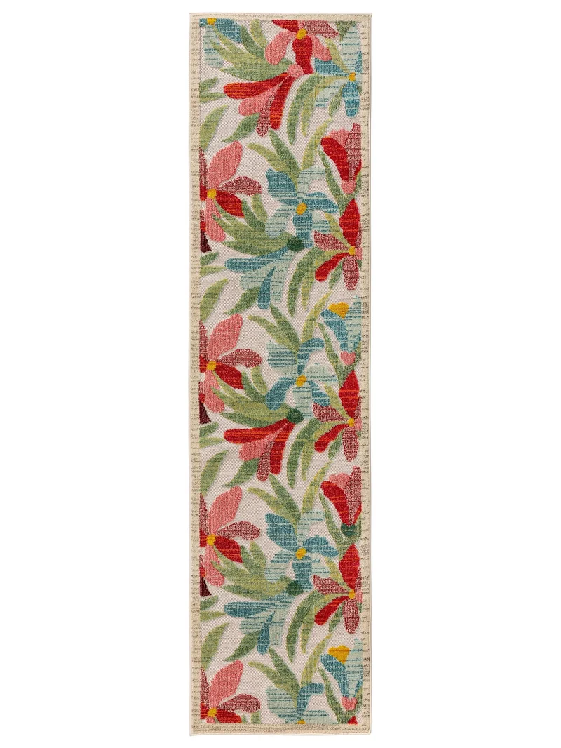 Tapis à fleurs de couloir multicolore d'intérieur et d'extérieur 80x300 cm