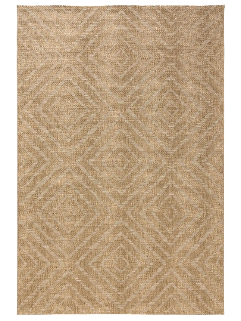 Tapis géométrique motif ethnique marron clair d'intérieur et d'extérieur 160x230 cm