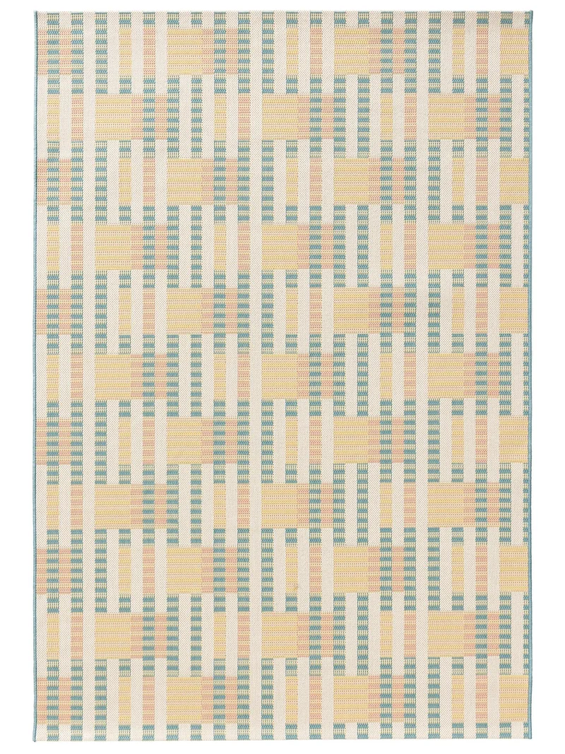 Tapis géométrique motif rayé multicolore d'intérieur et d'extérieur 80x150 cm